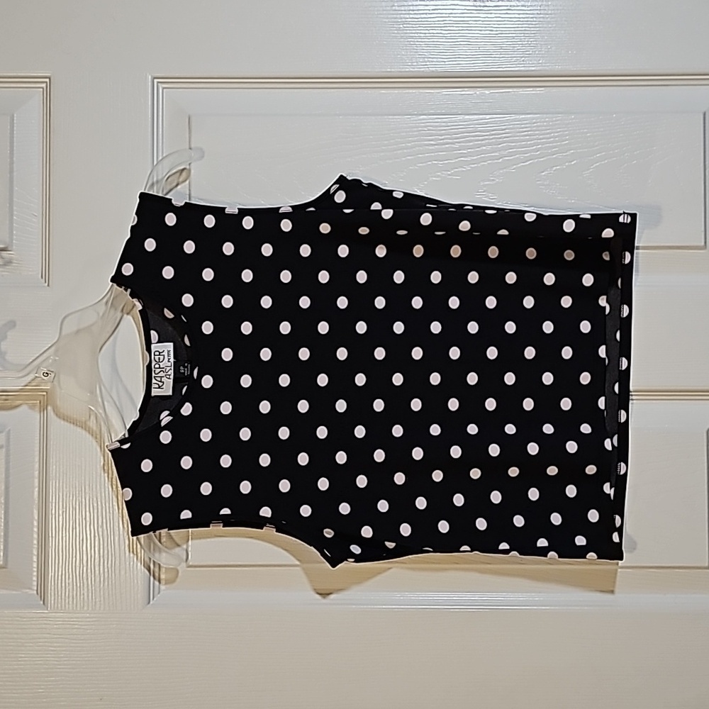 Kasper Black and Pink Polka Dot Crop Tank Top Size 8 Petite